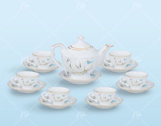 Bộ trà dáng đèn thần vẽ chuồn trúc - LPBTT29