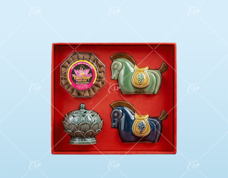 Giftset bộ đốt trầm và tượng ngựa gốm sứ - LPGSL07