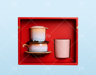 Giftset bộ phin cafe và cốc nến gốm sứ Bát Tràng - LPGSL01