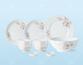 Set bát đĩa 12 món hoa sơn trà - LPBD48