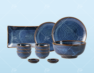 Set bát đĩa 12 món men hỏa biến độc đáo - LPBD54