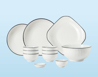 Set đồ ăn 12 món sọc kẻ chỉ - LPBD46