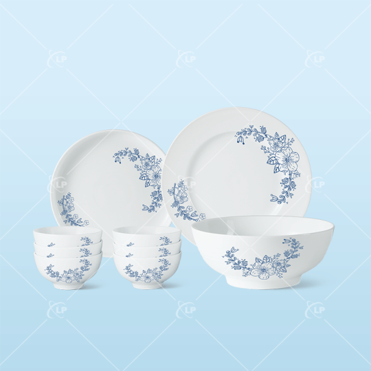 Bộ bàn ăn 9 món họa tiết tuyết mai - LPBD33