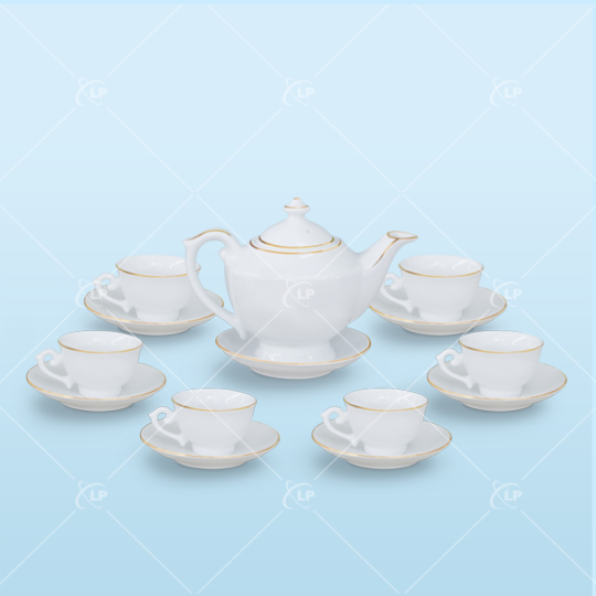 Bộ bình trà đèn thần kẻ vàng cao cấp - LPBTT09