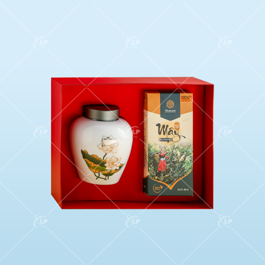 Giftset bộ hũ trà và hộp trà gốm sứ  - LPGSL13