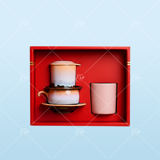 Giftset bộ phin cafe và cốc nến gốm sứ Bát Tràng - LPGSL01
