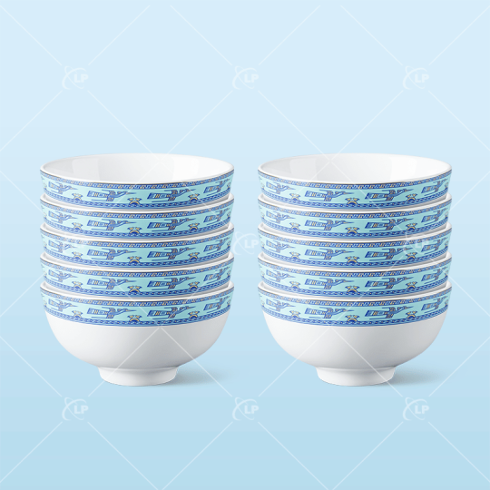 Set 10 bát cơm họa tiết hạc xanh - LPBD26