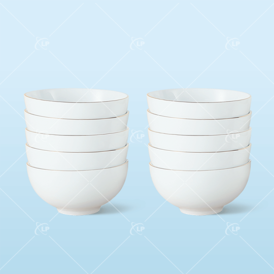 Set 10 bát cơm viền kẻ chỉ vàng - LPBD20
