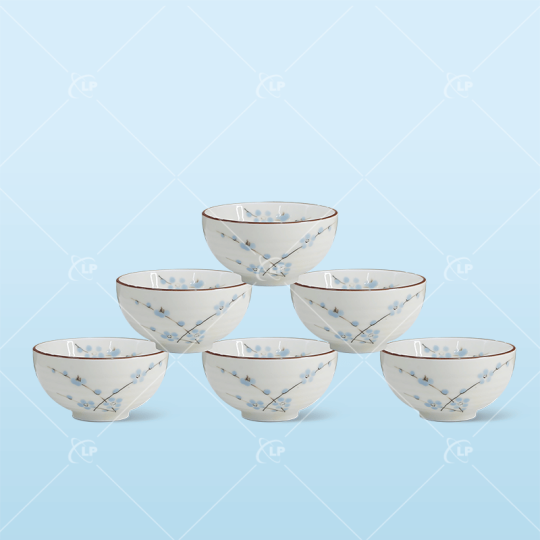 Set 6 bát ăn men kem đào xanh - LPBD14