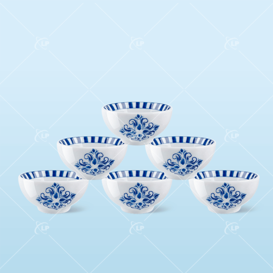 Set 6 bát cơm sọc hoa tinh tế - LPBD12