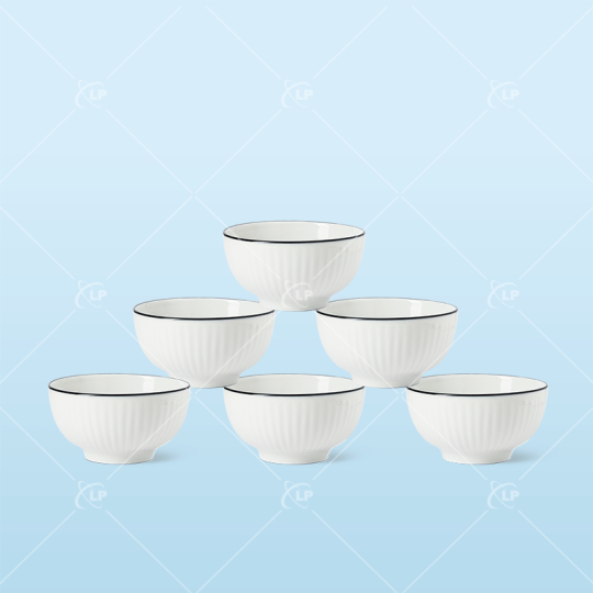 Set 6 bát cơm sọc kẻ chỉ tối giản - LPBD04