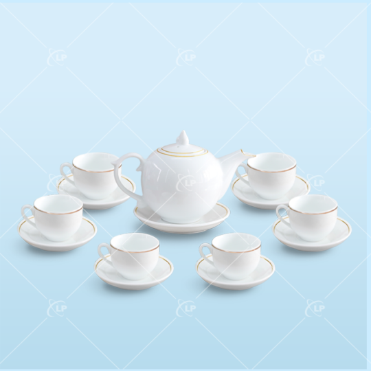 Set ấm chén ngọn lửa viền vàng - LPBTT10