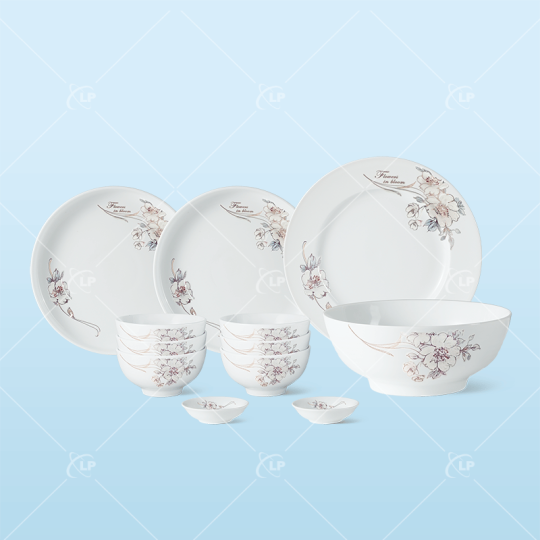 Set bát đĩa 12 món hoa sơn trà - LPBD48