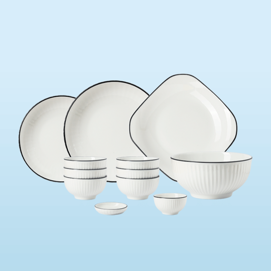 Set đồ ăn 12 món sọc kẻ chỉ - LPBD46