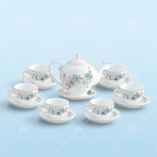 Set trà Camelia họa tiết đào xanh - LPBTT26