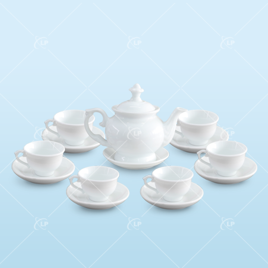 Set trà dáng đài các men trắng sang trọng - LPBTT02